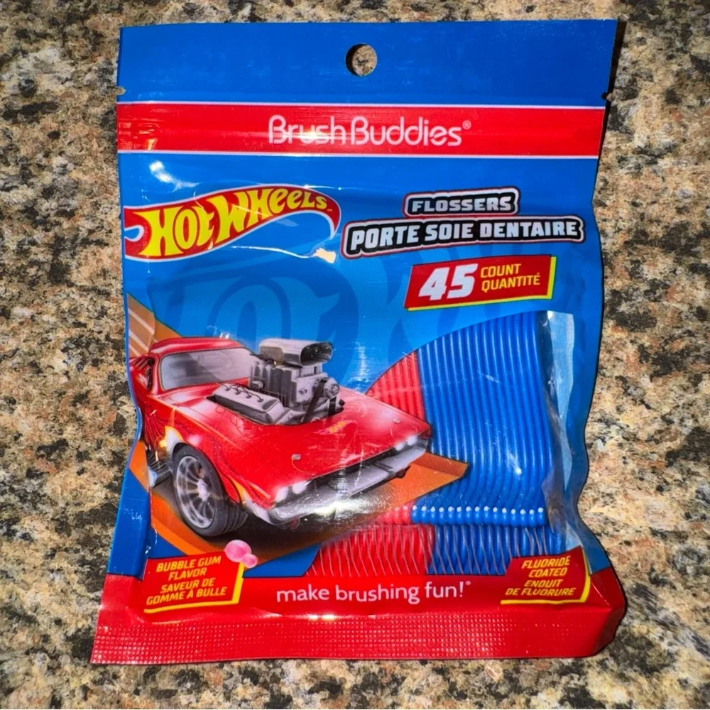 Hot Wheels Kids Dental Care Set Blue toothpaste electric sonic brush flossers